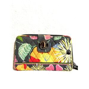 Vera Bradley Multi Colored Floral Detail Turn Lock Wallet